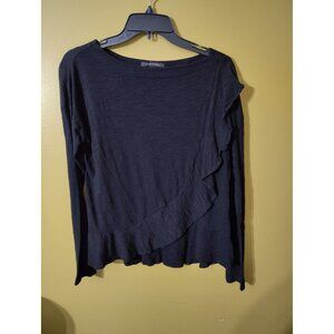 Banana Republic Semi-Sheer Ruffle Front Cotton Blend Blouse M Boho Minimalist